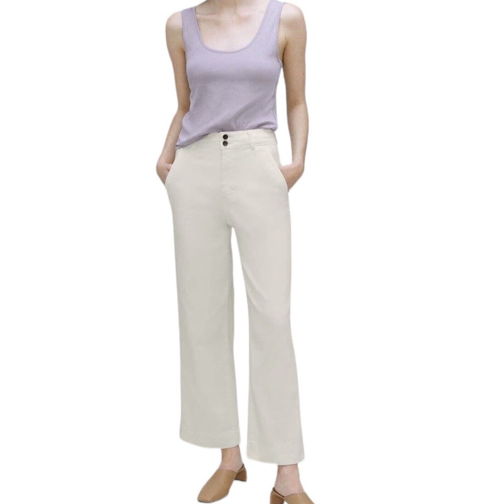 NWT Everlane Bone White The Organic Crop Wide Leg Pants Size 00